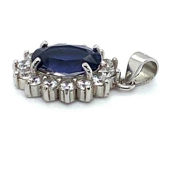 Iolite 1.20ct White Gold Finish Solid Silver Pendant - Picture 3 of 6